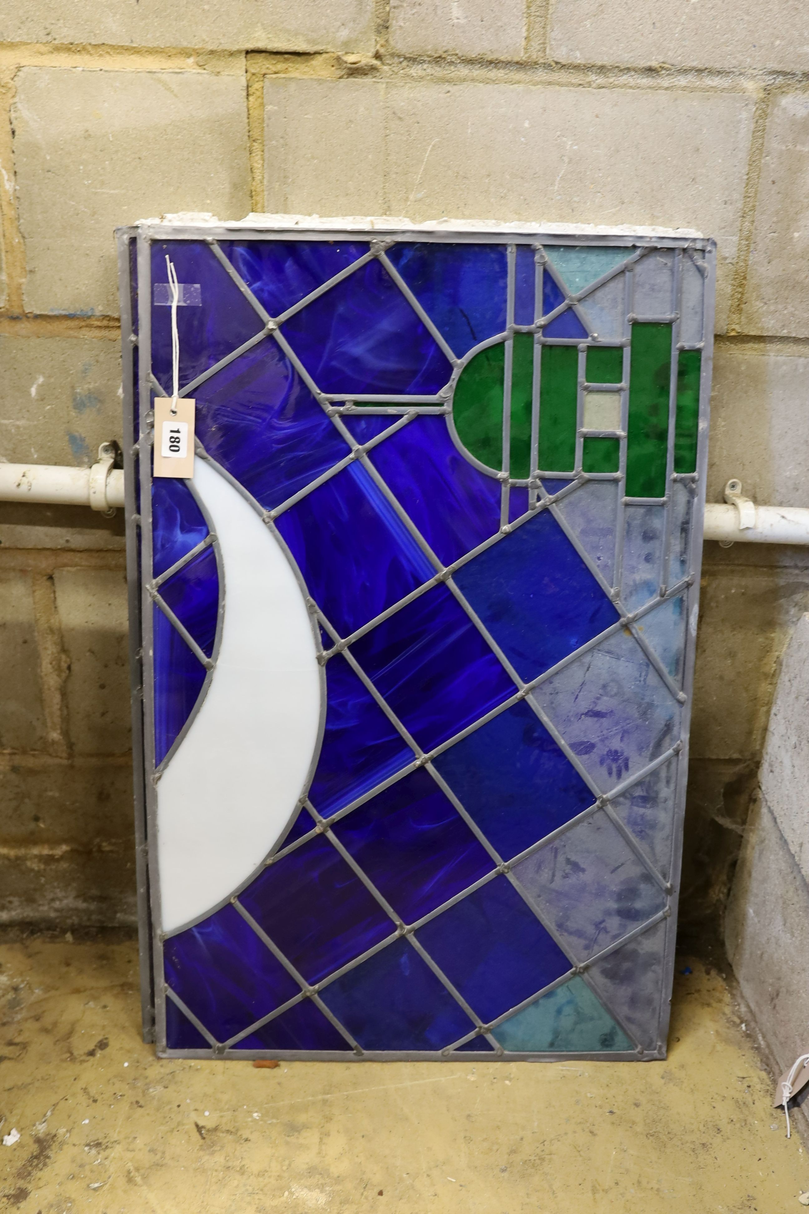 Three stained glass windows 80 x 52 cms.